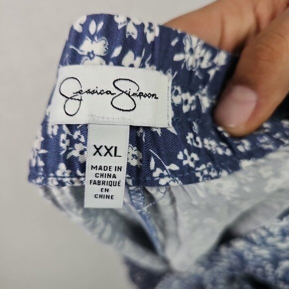 Jessica Simpson Cropped Joggers Womens 2XL Blue Floral Viscose Travel Pull On - Picture 8 of 9
